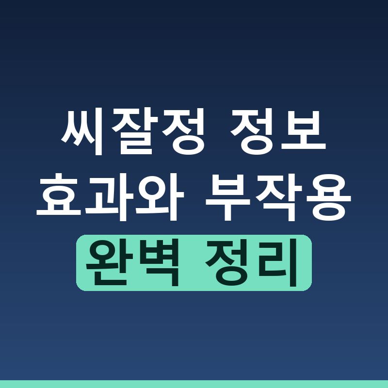 씨잘정 효과와 부작용 복용법 총정리